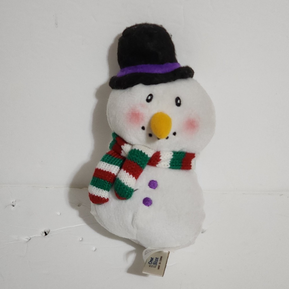 Old Navy Snowman Winter Christmas Plush Striped Scarf Black Hat 2010 6"
